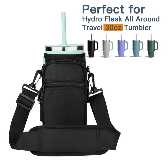 Water Bottle Carrier Bag for Hydro Flask 40/32oz Tumbler Phone Pocket Nylon NWOT - Picture 2 of 5